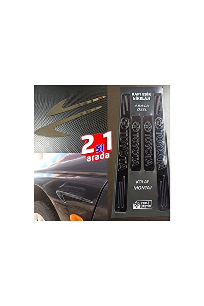ymn elektronik Toyata Yaris Uyumlu Kapı Eşiği Set + Çamurluk Vent Krom Görsel
