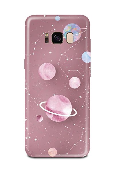 PERAX Samsung Galaxy S8 Pembe Galaksi Baskılı Telefon Kılıfı Samsungs8-00001030-43