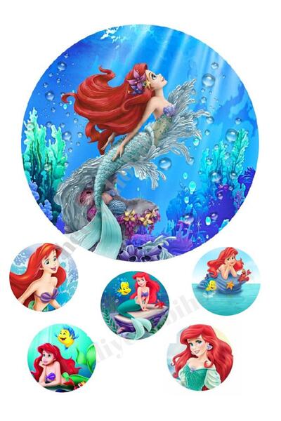 hediyehobihersey حورية البحر الصالحة للأكل ورقة كعكة صورة كوكي طباعة الأرز ور...