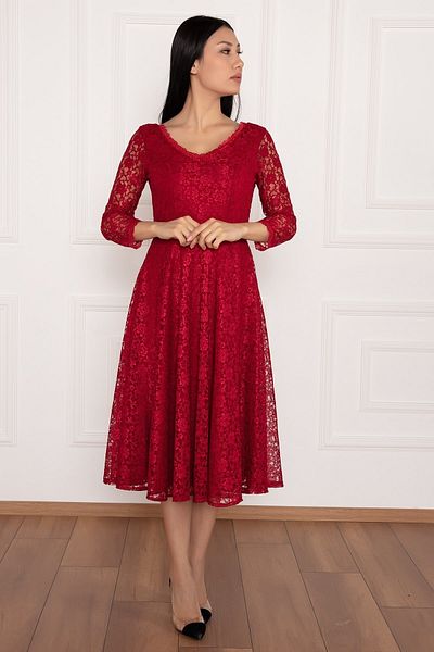 PULLIMM Lace Turvakar Sleeve Midi Evening Dress 13255