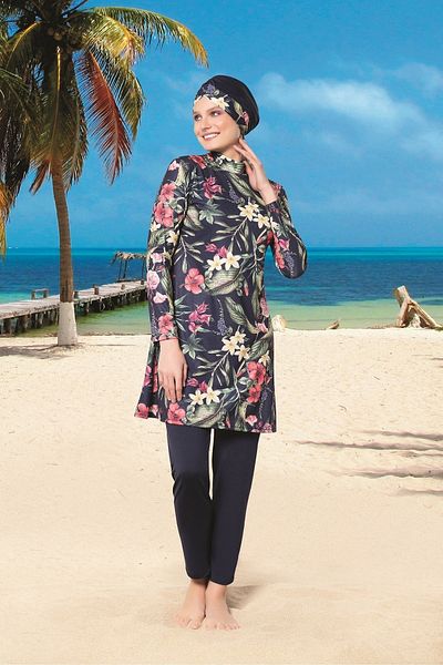 MODAREYA Full Covered Patterned Hijab Swimsuit