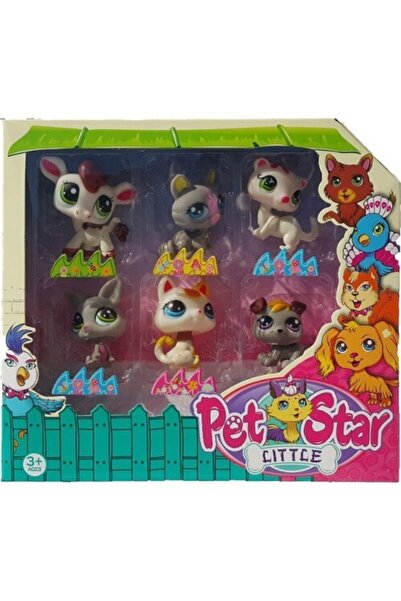 Genel Markalar Littlest Pet Shop Neşeli Minişler 6'lı Miniş Ailesi Oyuncak Pet Star Little Minişler Beyazlı Grili