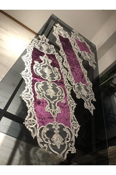 Mia Fransız Dantel Kadife Özel Işçilik Masa Runner + Sehpa + Konsol Örtüsü
