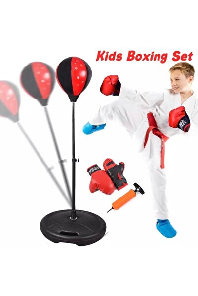 Leyaton Boks Standı 90-120 Cm Refleks Topu Boks Seti Eldiven Hediye