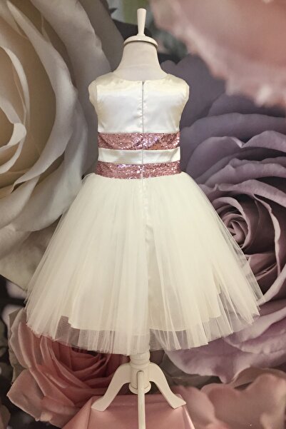 Dide Kids Dide Girl's Floral Sequined Ecru Evening Dress