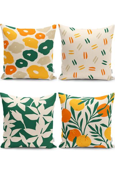 Realhomes Set de huse de pernă modernă cu desen pe fundal colorat