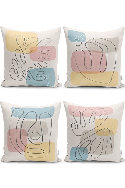 Realhomes مجموعة غطاء وسادة رمي حديثة مع رسم Onedraw على خلفية ملونة