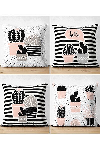 Realhomes Set de huse de pernă pentru pernă cu două fețe, 4 bucăți, fundal al...