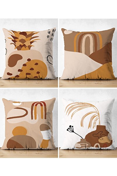 Realhomes Set de huse de pernă din piele de căprioară, 4 bucăți, cu fundal co...