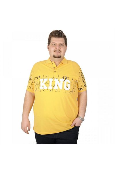 ModeXL Ανδρικό μπλουζάκι μεγάλου μεγέθους Polo Printed King 19409 Salmon