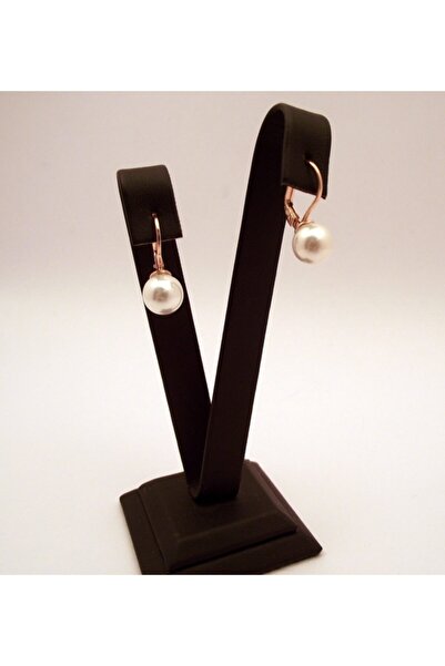 Aşina Gümüş 8 mm. Inci Rose Kaplama Gümüş Bayan İnci Küpe