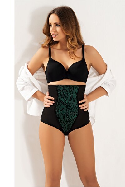 Letti by Şalcı Dantelli Mideli Sıkılaştırıcı Slip Korse Petrol Yeşili