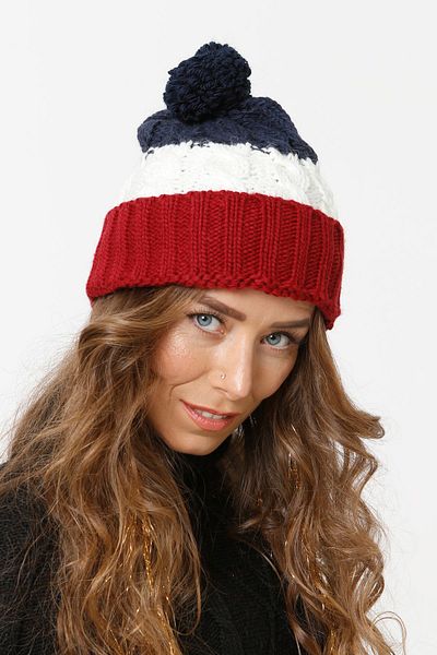 Vemod 75/3 Folded Pompom Knitwear Beret - Claret Red