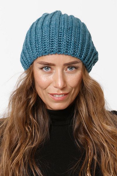 Vemod Thessaloniki Knitted Knitwear Plain Beret - Blue