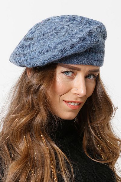 Vemod Mohair Painter Knitted Beret - Blue