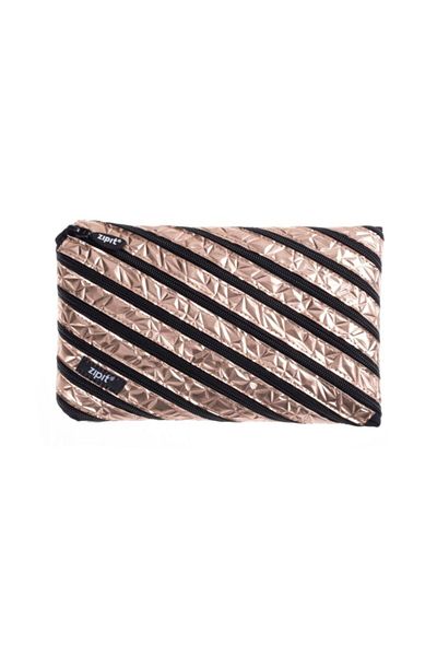 Zipit Rose Gold Metallic Jumbo Pencil Case