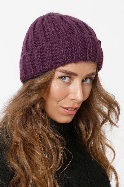 Vemod Mohair Folded Washed Knitwear Knitted Beret - Purple