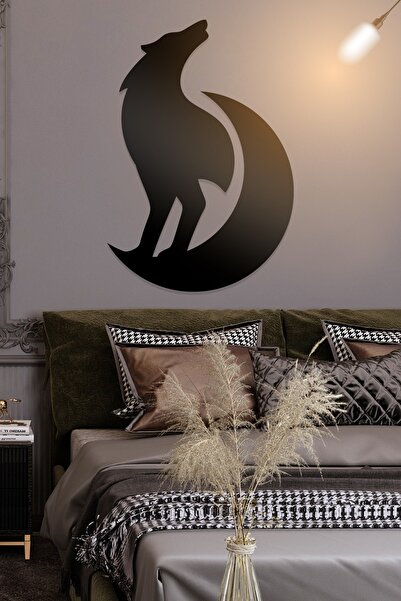 AHWALL Διακοσμητικό Ξύλινο Τραπέζι με Φιγούρες Ημισελήνου και Λύκου