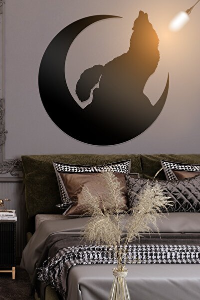 AHWALL Διακοσμητικό Ξύλινο Τραπέζι με Φιγούρες Λυκολύκου και Φεγγαριού