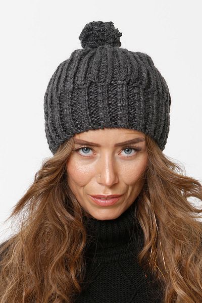 Vemod 51u Pompom Knitwear Knitted Beanie - Anthracite