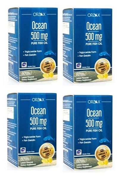 Ocean Ocean 500MgLemon Flavored Fish Oil - 60 Softgel Capsules * 4 Pieces