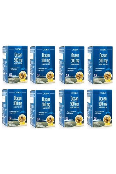 Ocean Ocean 500MgLemon Flavored Fish Oil - 60 Softgel Capsules * 8 Pieces