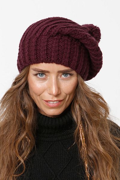 Vemod 51u Pompom Knitwear Knitted Beanie - Purple