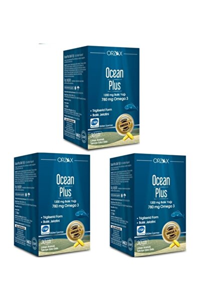 Ocean أوشن بلس 1200 ملجم - زيت السمك بنكهة الليمون، 30 كبسولة × 3 قطع