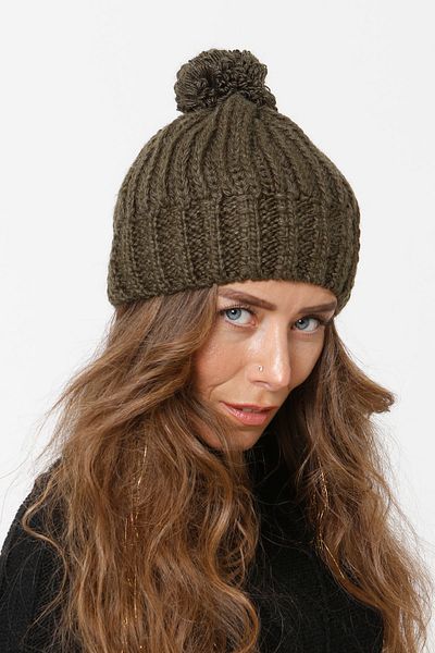 Vemod 51u Pompom Knitwear Knitted Beanie - Khaki
