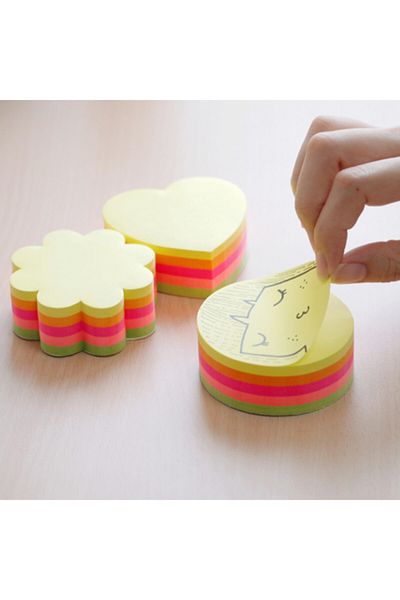 Hopax Stickn 67x67mm مكعب كتلة النيون 5 ألوان على شكل قلب ورق ملاحظات لاصق 250 Yp(3 عبوات)