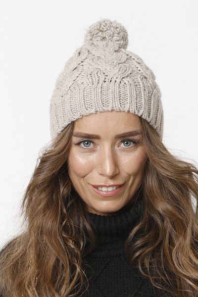 Vemod 83 Pompom Knitwear Knitted Beanie - Stone