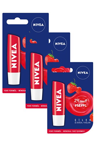 NIVEA Lip Dudak Bakım Kremi Çilek 3lü Set