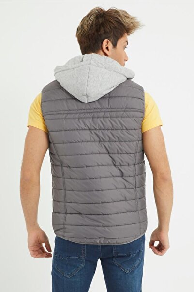 Wise Чоловічий надувний жилет з капюшоном і підкладкою з трикотажу - сірий