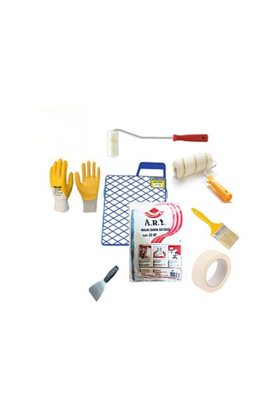 HMO Dizayn 8 Pieces Painter Set Roller, finger Roller, cut, grid, thick Cover, glove, spatula, tape