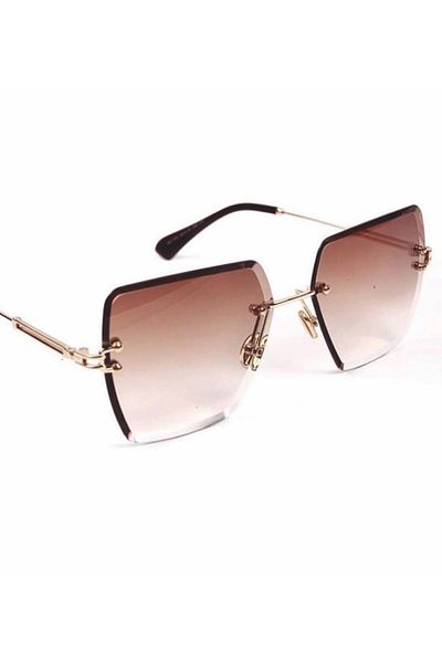 Aybars aksesuar Brown Women's Square Crystal Sunglasses