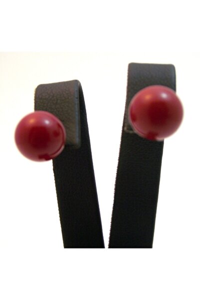 Aşina Gümüş Kadın Kırmızı Mercan Renkli Mayorka Inci Taşlı Gümüş Küpe 925 Ayar