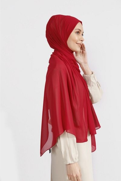 Differenza Crepe Chiffon Shawl Dark Red