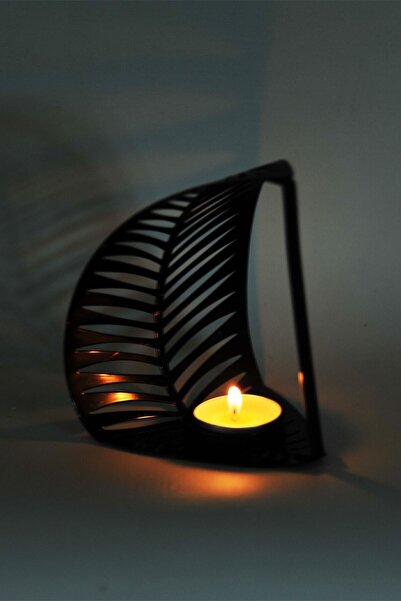 casseria Dekoratif Metal Palmiye Mumluk Siyah-gold Renk