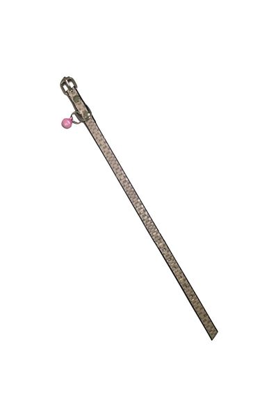 Elite Pink Color Self Patterned Leather Cat Collar with Metal Buckle and Bell