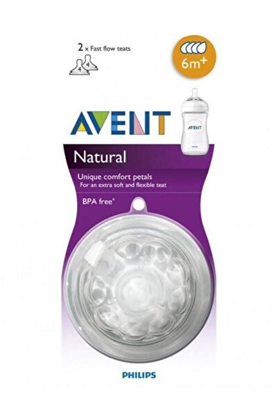Philips Avent Biberon Emziği Natural | 6 Ay+, 4 Delik, 2 Adet