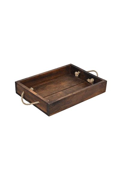 Trend Kitchen Decorative Bread Holder and Presentation Tray with Wooden Rope