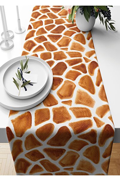 Pilloveland Runner 40*140 Cm Zürafa Desenli Süet Dokuma
