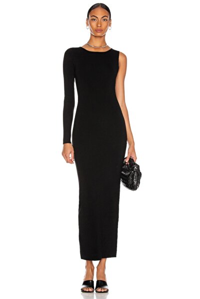 By Kul Design Μαύρο μονόχρωμο μάξι γυναικείο φόρεμα - Silk Jersey