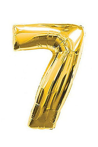 14Süs 7 Number Gold Foil Balloon Numbered Balloon 100 Cm Giant Size