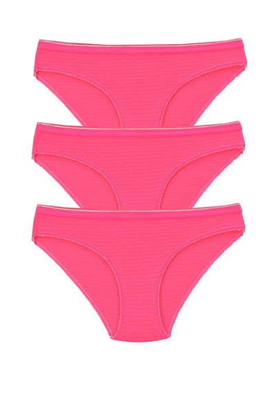 Pemilo Pachet de damă Chiloți de bikini cu model Fuchsia 3 piese