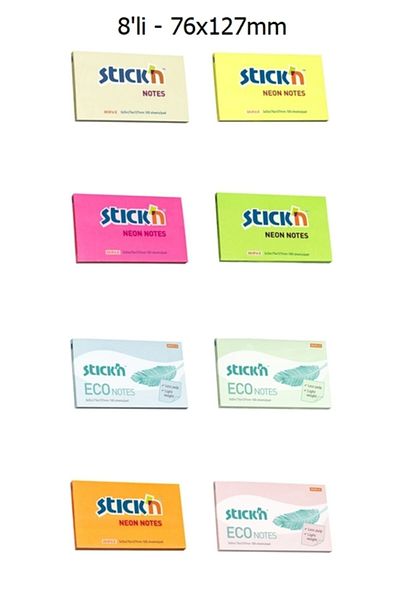 Gıpta Stickn 76x127mm Adhesive Note Paper Set - 8 Pieces