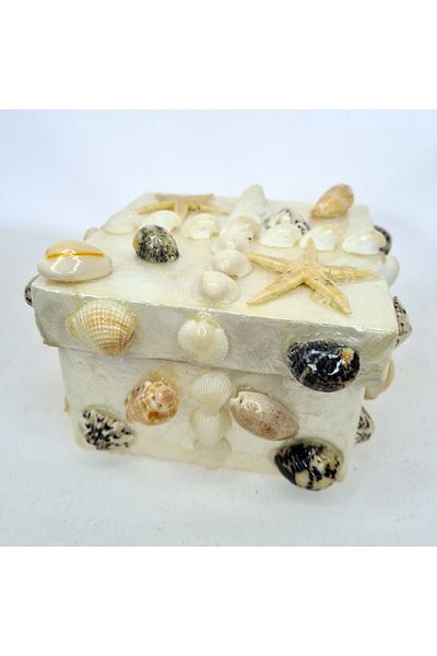 evinizdeki okyanus esintisi turkuaz hediyelik Large Mother-of-Pearl Box-square-mixed Shell