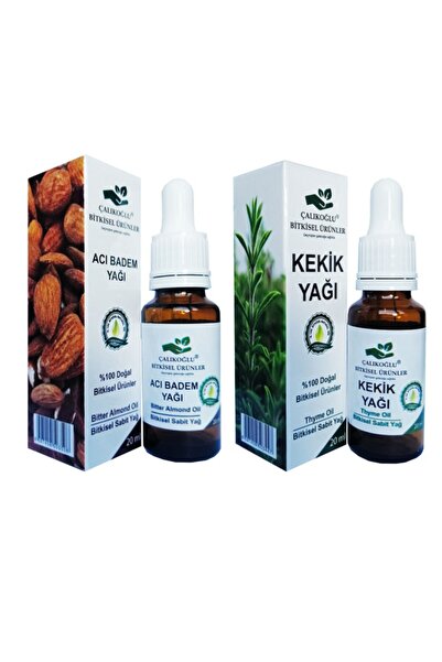 Çalıkoğlu Bitkisel Ürünler عبوة مكونة من قطعتين بسعة 20 مل - زيت اللوز المر وزيت الزعتر العطري