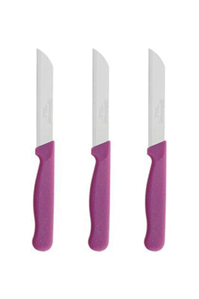 Solingen Meyve Ve Sebze Bıçağı Tırtıklı 3 Adet Simli Pembe