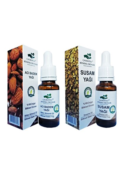 Çalıkoğlu Bitkisel Ürünler 20 مل 2 عبوة زيت اللوز المر والسمسم